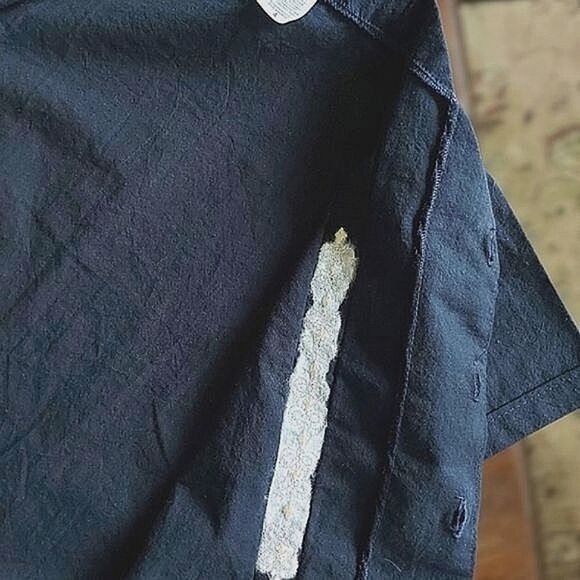 Kid's navy short sleeve Mexican guayabera shirt - Picture 5 of 9
